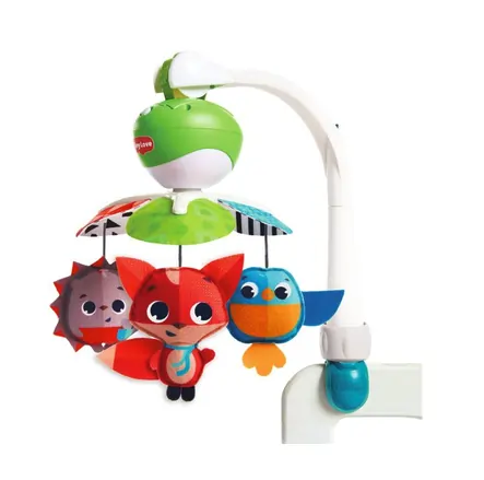 Spielzeug mit Fuchs, Vogel und Igel als Bett Mobile